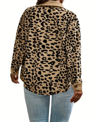  Leopard Print Corduroy Button Up Long Sleeve Shacket