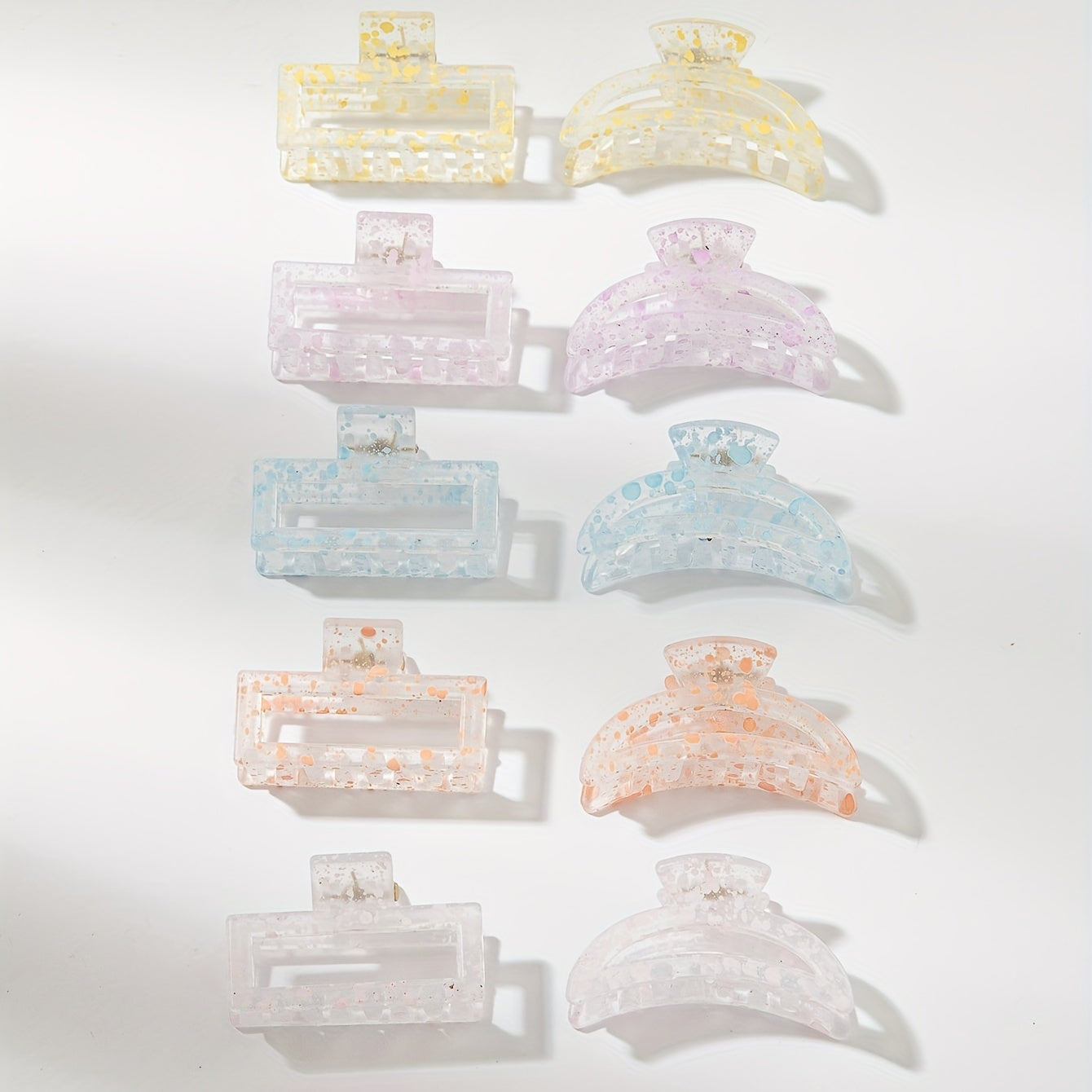 10pcs Hollow Transparent Speckle Hair Claw Non slip Shark Claw Style Hair Access