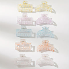 10pcs Hollow Transparent Speckle Hair Claw Non slip Shark Claw Style Hair Access