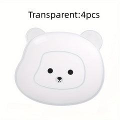 4pcs Bear Clear Plastic Plates for Parties