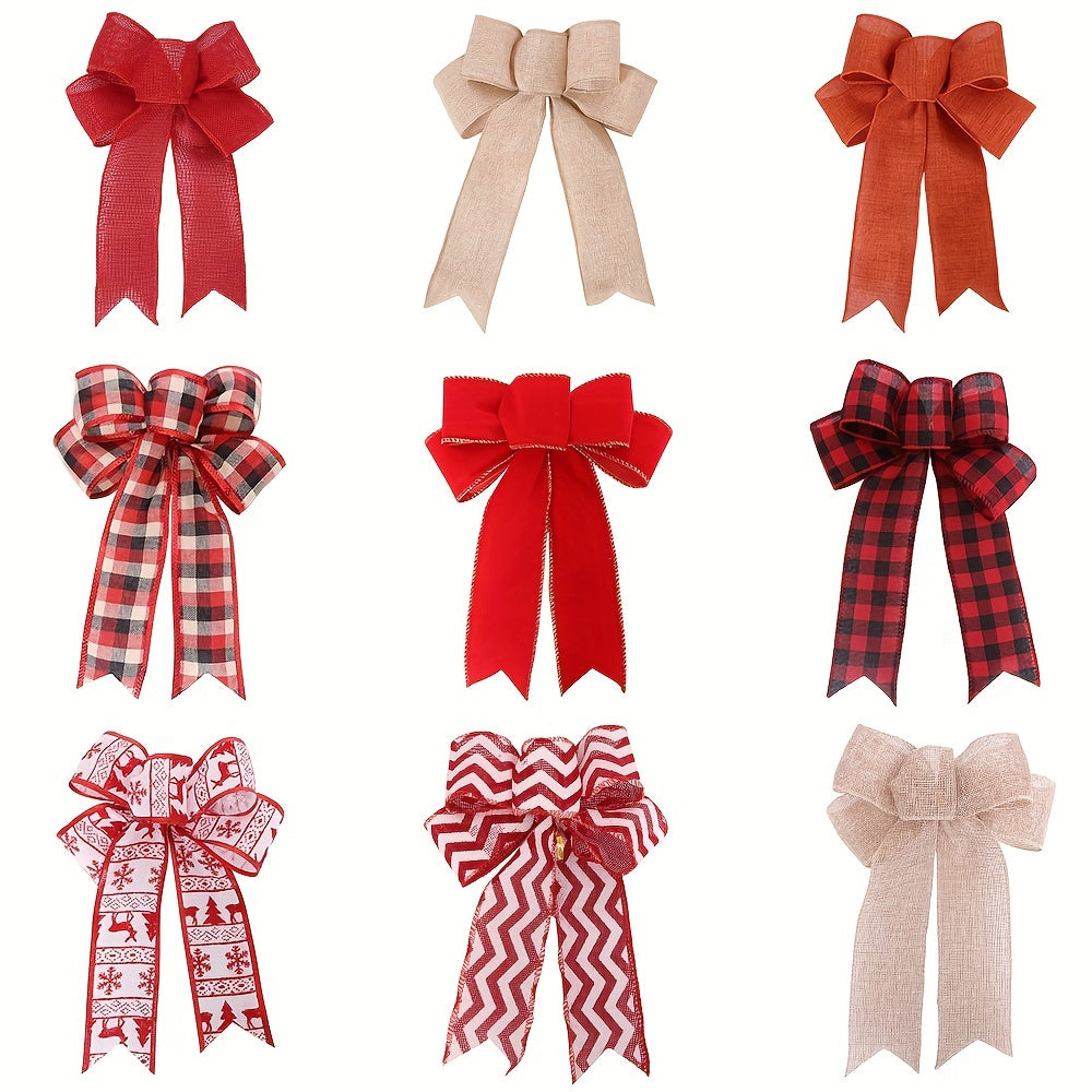 2pcs Velvet Linen Christmas Decoration Bow - Gift Decoration Supplies