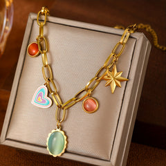 Boho Stainless Steel Pendant Necklace for Women