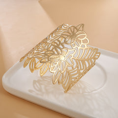 Boho Chunky Bangle Bracelet Hollow Flower Cuff Women Girls Party Accessories