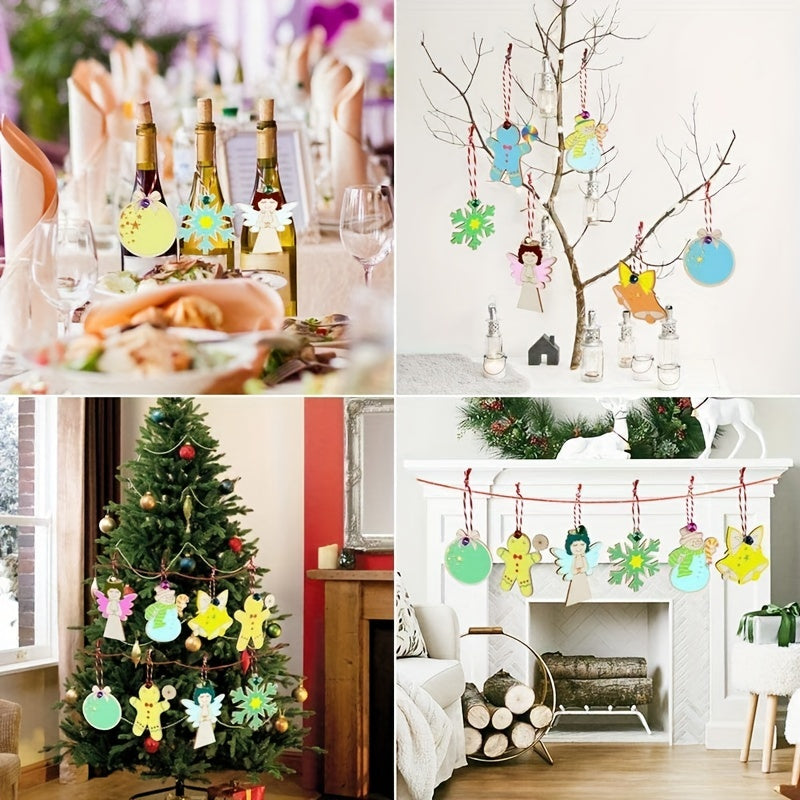 48pcs Christmas Wood Crafts Kit For Kids DIY Painting Crafts Party Favors