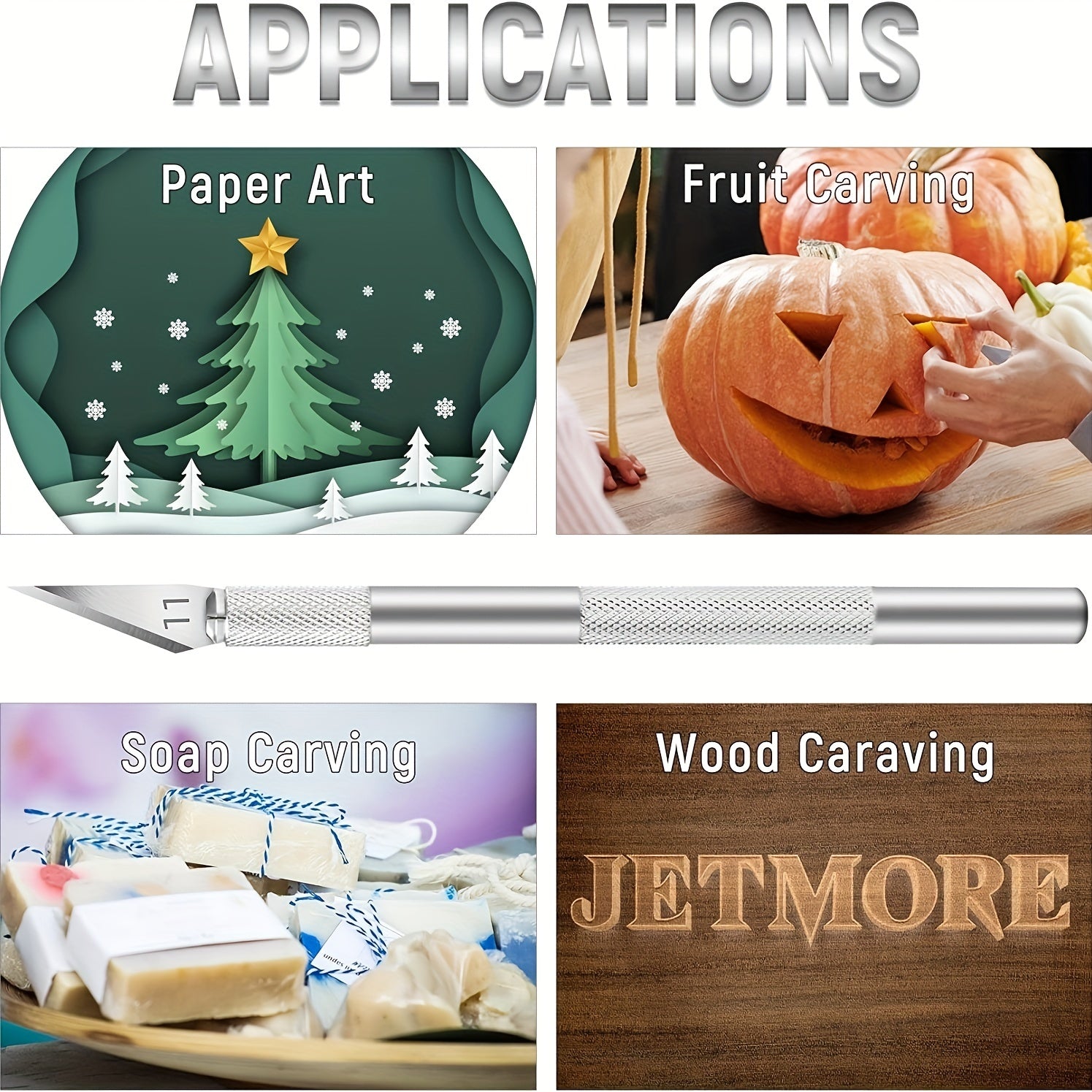 Stainless Steel Pumpkin Carving Set w/ 5 Blades - DIY Art Cutting Stencil