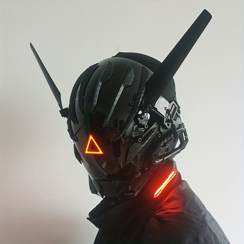 Red Light Wing Cyberpunk LED Mask Halloween Party Face Hood