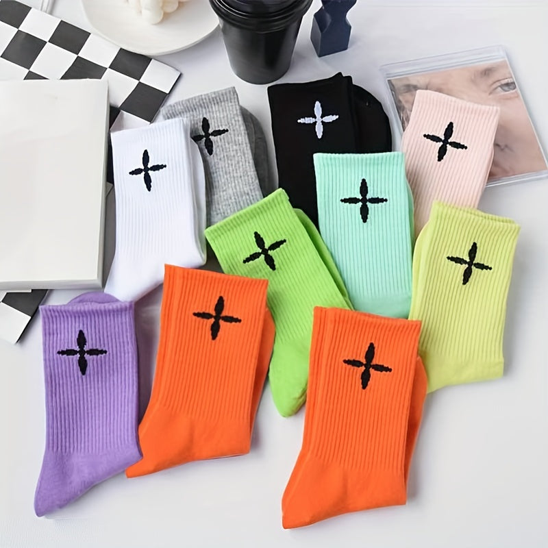 10 Pairs Cross Pattern Socks for Women