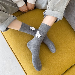 3 Pairs Alpaca Print Socks Comfy Mid Tube Women's Stockings