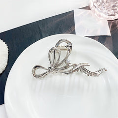 Silvery Golden Bow Knot Hair Claw Clip Strong Grip Hair Jaw Clip