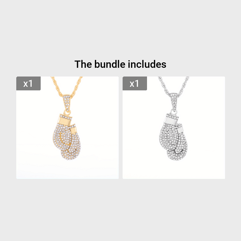 Hip Hop Men's Boxing Gloves Pendant Necklace High Metal Ice Out Pendant