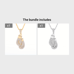 Hip Hop Men's Boxing Gloves Pendant Necklace High Metal Ice Out Pendant