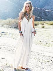 Solid Loose Cami Dress Beach Casual Dress Women's Clothing