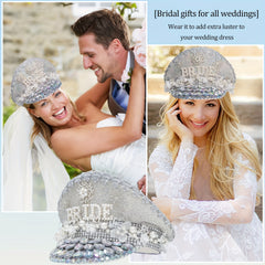 Sparkly Bride Hat Rhinestones Faux Pearl Decor Wedding Hen Do Hat