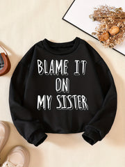 Funny SISTER Letter Print Boys Sweatshirt Long Sleeve Crew Neck Tops