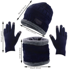3pcs Unisex Winter Beanie Gloves Scarf Set Warm Touch Screen Retro