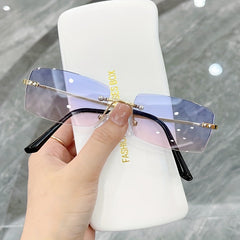Rimless Sunglasses Casual Lightweight Metal Glasses UV400