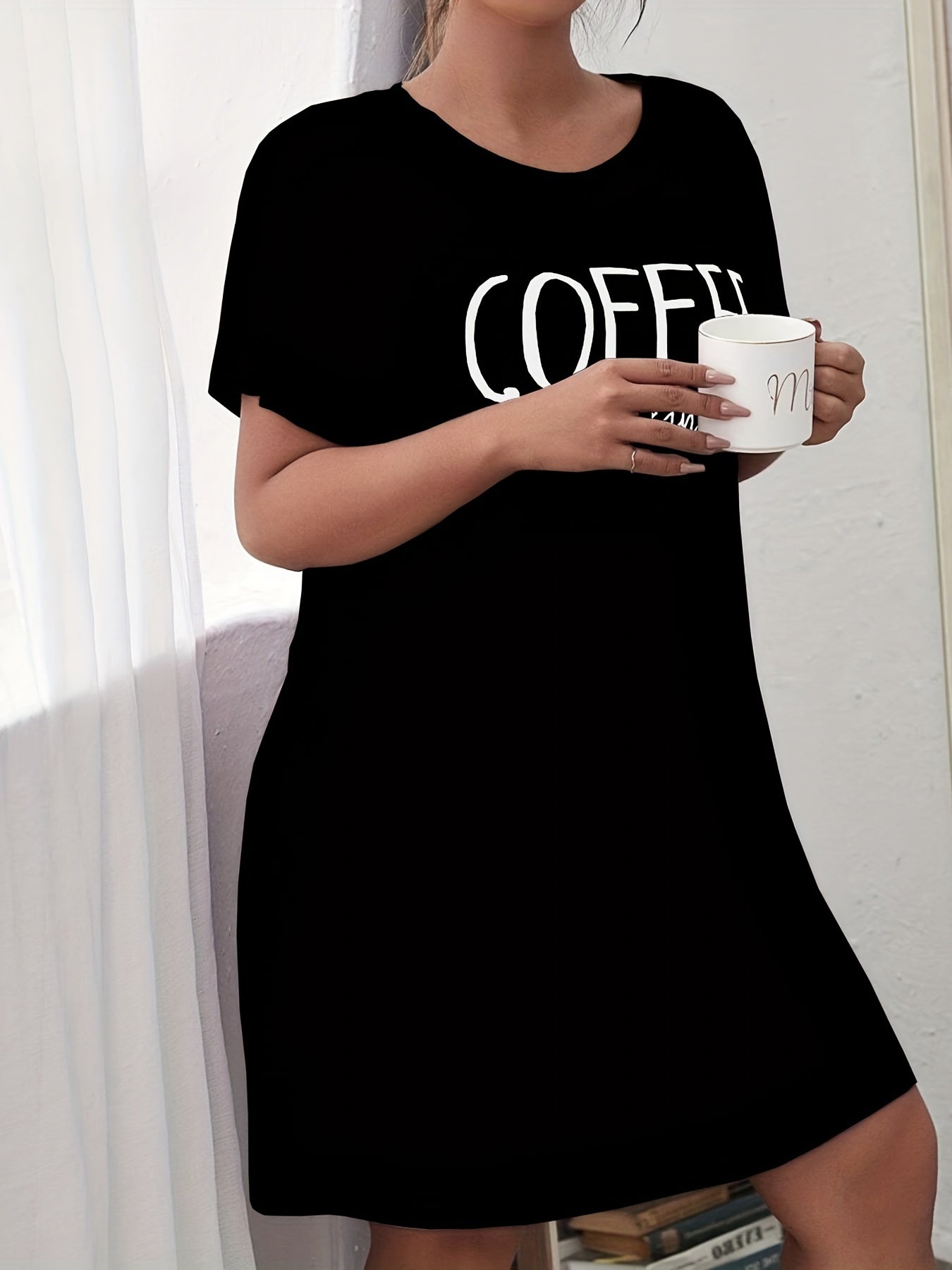  Casual Loungewear Women's Plus Letter Print Nightdress