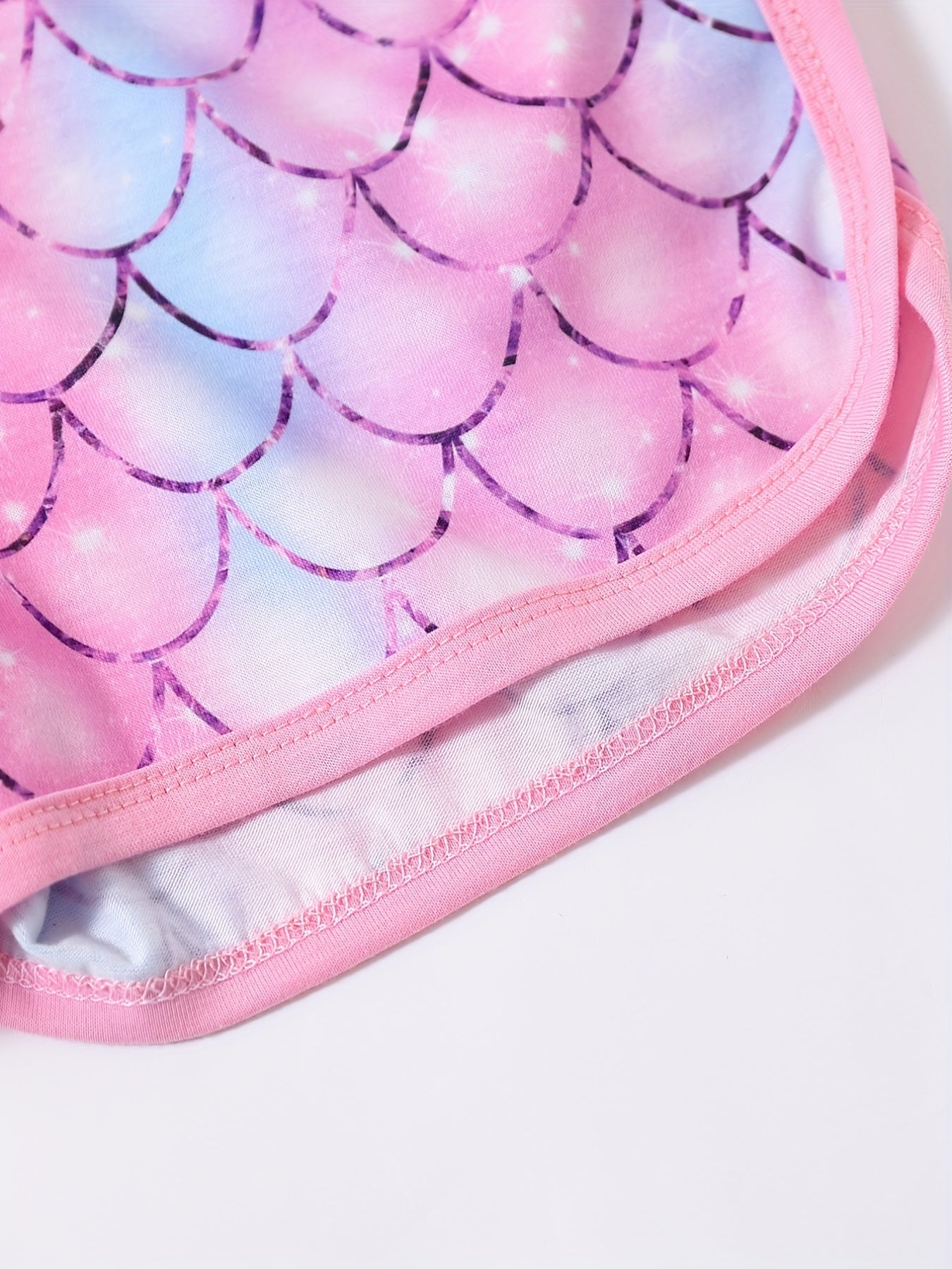 3pcs Toddler Girls Fish Scales & Rabbits Flowers Elastic Waist Track Shorts