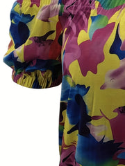  Casual Jumpsuit Women's Plus Tie dye Off Shoulder Bubble Sleeve