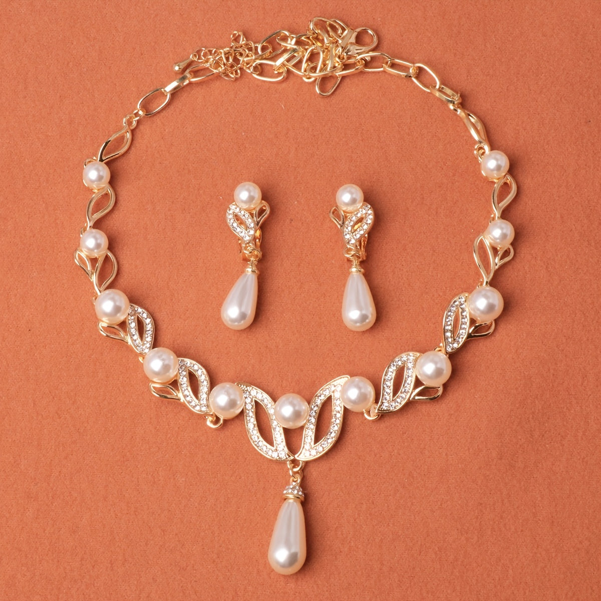 DIY Pearl Necklace Earrings Set Women's Jewelry