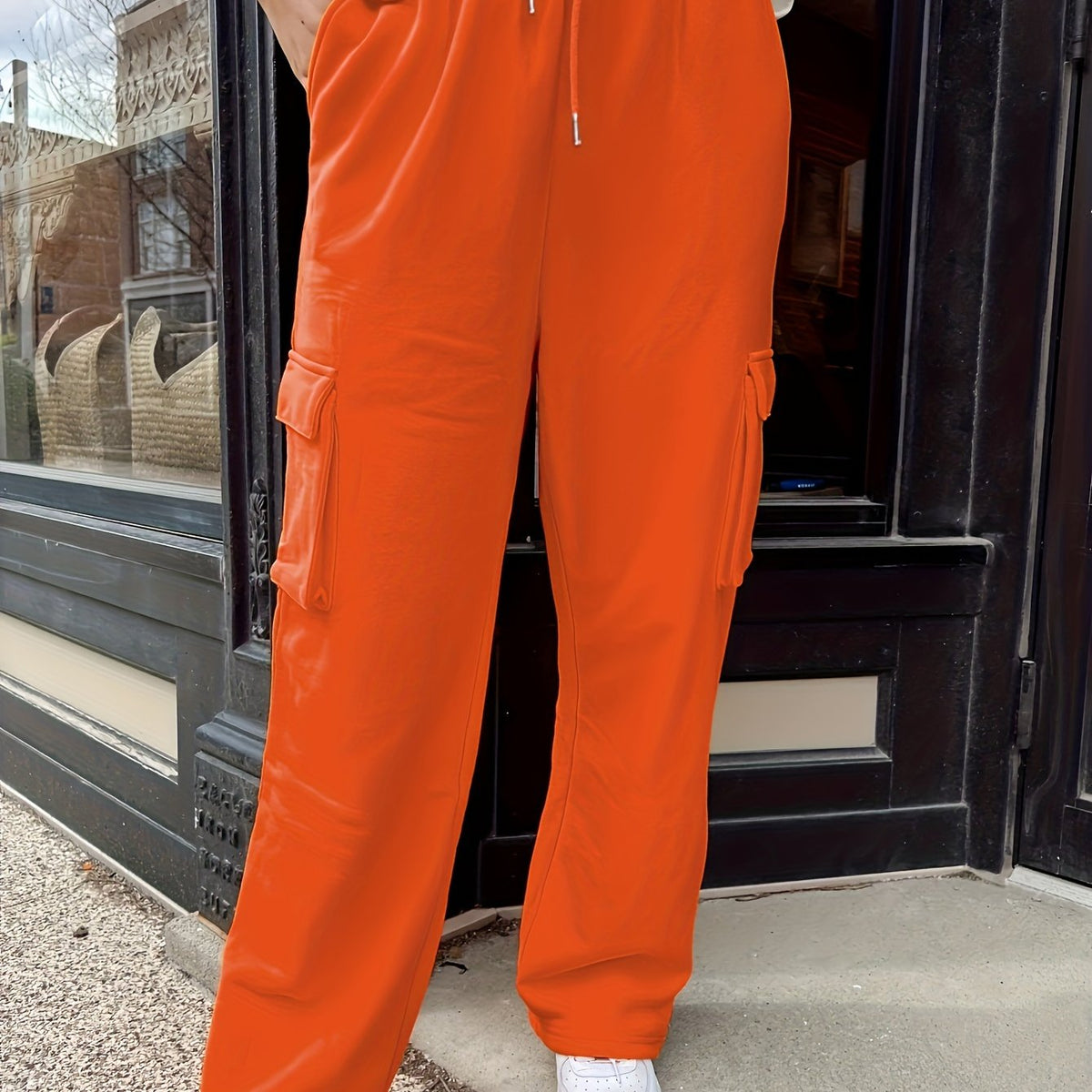  Elastic Drawstring Cargo Pants With Pockets