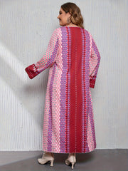  Ethnic Abaya Dress V Neck Maxi Jalabiya Dress