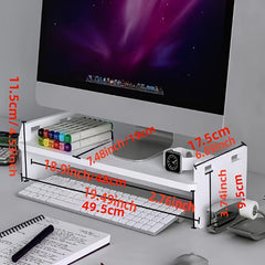 Wooden Computer Stand with Storage Box for Home and Office