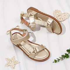 Bowknot Open Toe Sandals Girls Lightweight Breathable Outdoor Beach Shoes