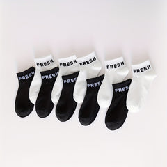 10 Pairs Letter Print Sports Short Socks Women's Stockings