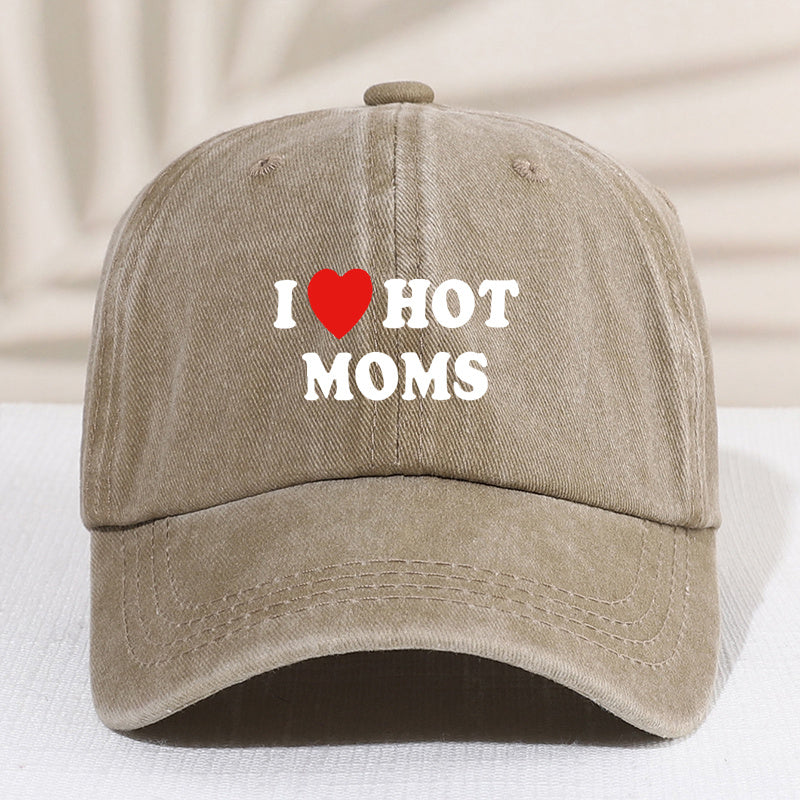 Girl's Mesh Printed I Love My Hot Moms Distressed Baseball Cap For Kids