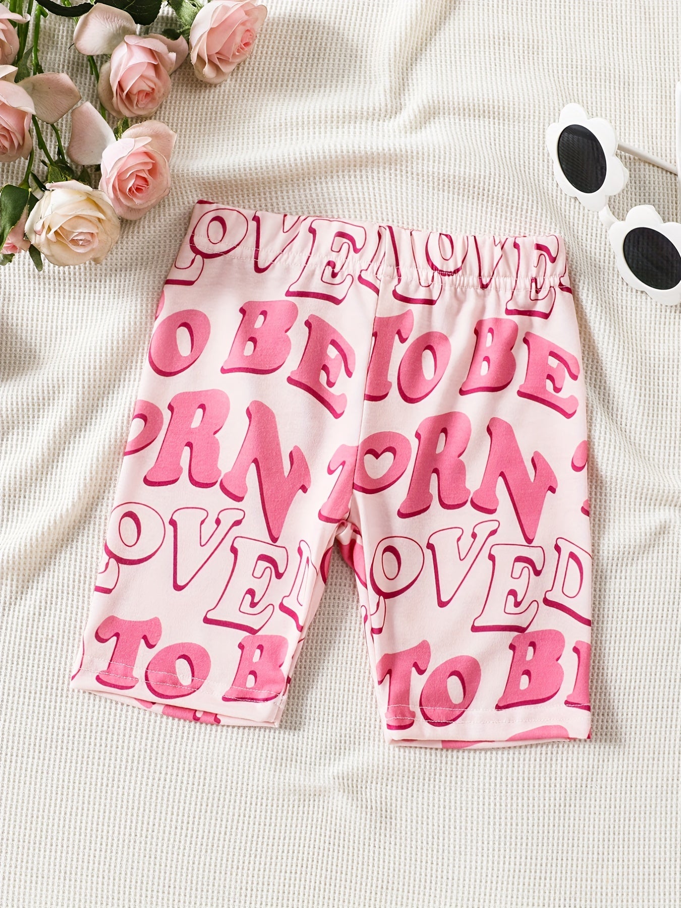 Toddler Girls LOVE Graphic Elastic Waist Biker Shorts