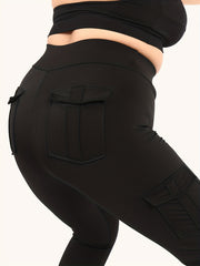  High Rise Skinny Fitness Leggings With Flap Pockets