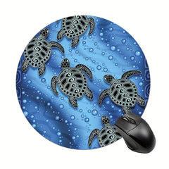 Round Non-Slip Gaming Mouse Pad for Women and Girls - Little Turtle Design