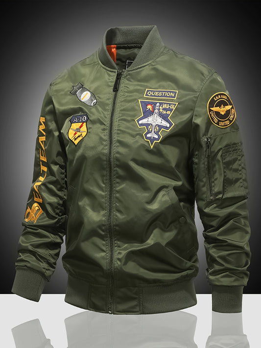 Embroidered Men's Slim Fit Sports Jacket Windproof Motorcycle Jacket