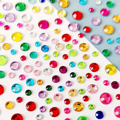 Colorful Round Dot Rhinestone Stickers Gem Beauty Decoration Self Adhesive