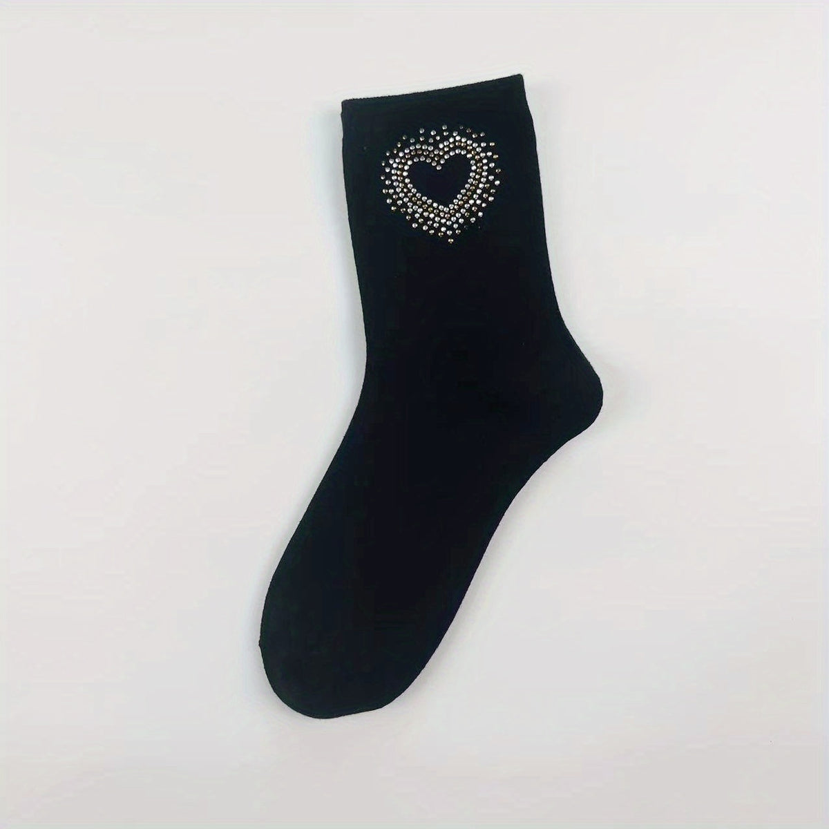 Heart Rhinestone Mid Tube Socks Women's Stockings