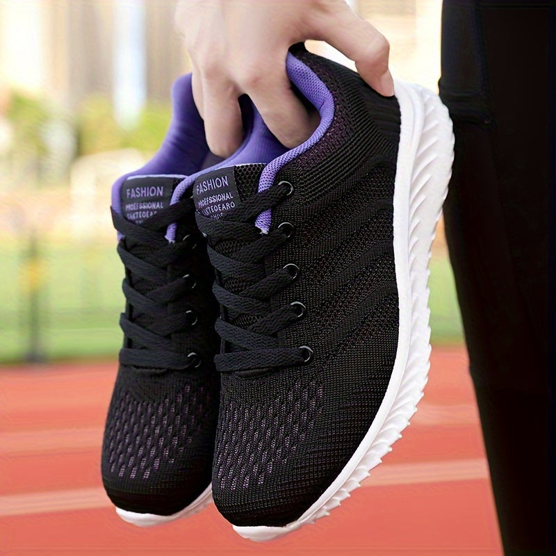Mesh Flying Woven Running Shoes Lace Up Soft Sole Sports Shoes Women's