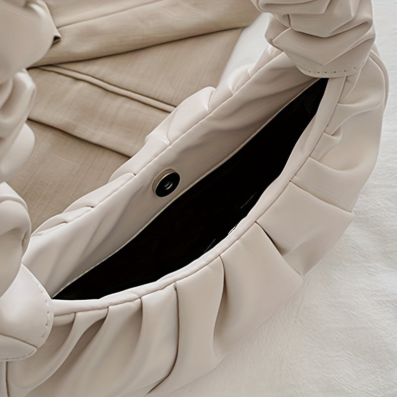 Cloud Pleated Hobo Shoulder Bag Solid Underarm Bag Women's Versatile Handbag