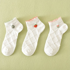 5 Pairs Fruit & Argyle Low Cut Socks Women's Stockings