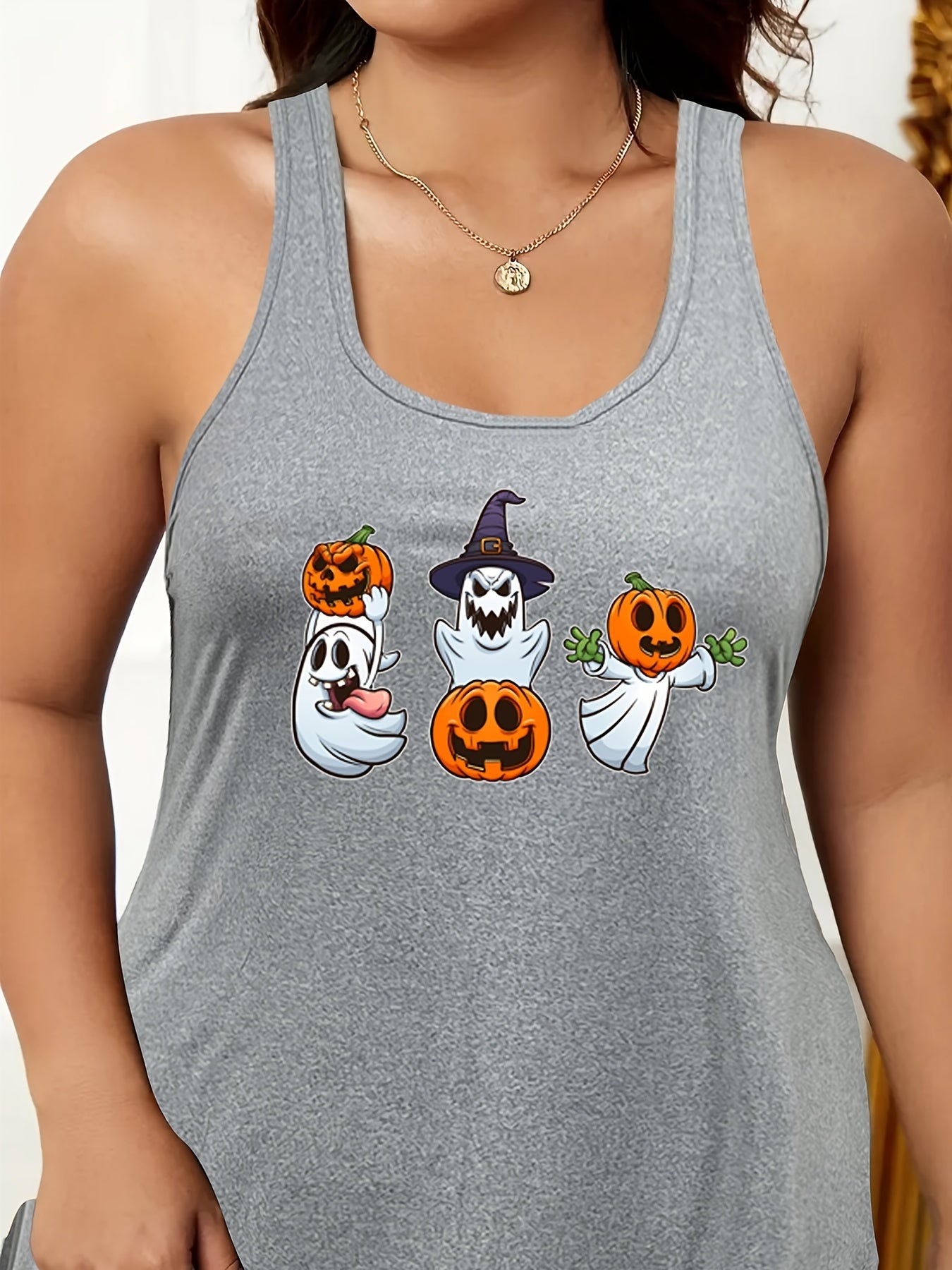  Halloween Nightdress Women's Ghost Print Tank Sleep Dress