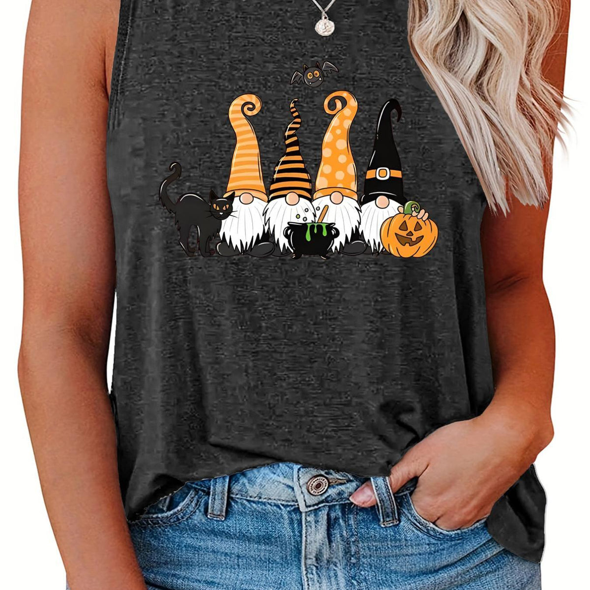  Halloween Casual Tank Top Women's Plus Graphic Print Vest