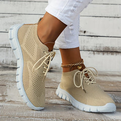 Soft Bottom Lightweight Mesh Sneakers Lace Up Running Shoes