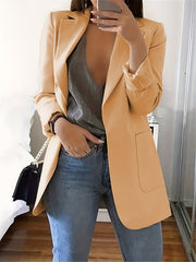 Casual Blazer Women's Solid Long Sleeve Suit Coat