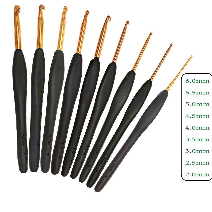 8pcs Handle Golden Crochet Knitting Tools Soft Handle Crochet