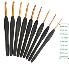 8pcs Handle Golden Crochet Knitting Tools Soft Handle Crochet