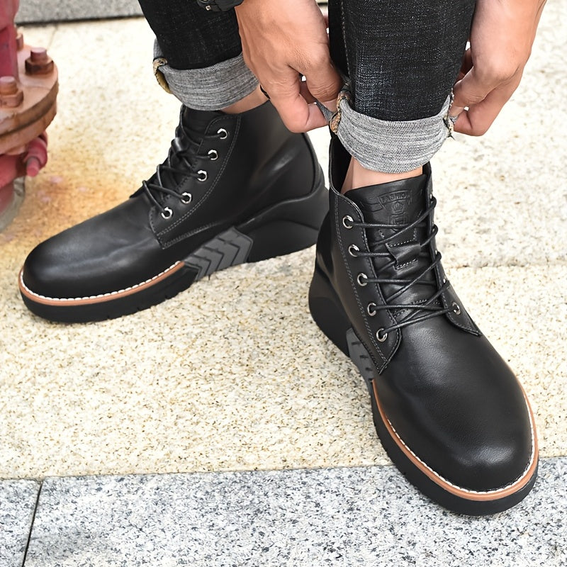 Men's Chunky Ankle Boots Lace Up Casual Shoes