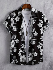 Men's Flower Print Casual Shirt Short Sleeve