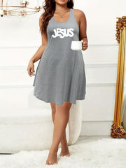  Letter Print Tank Sleep Dress