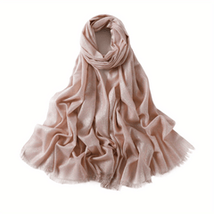 Solid Tassel Scarf Hijab Glitter Shimmer Fringe Shawl