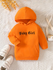 Baby Girl Long Sleeve Hoodie Dress With Large Pockets Sweatshirt